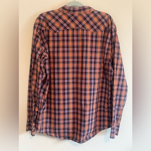 Wrangler Men's Retro Navy & Orange Plaid Snap Long Sleeve Western Shirt SizeXXL. - Picture 4 of 6